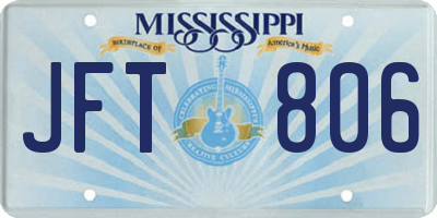 MS license plate JFT806