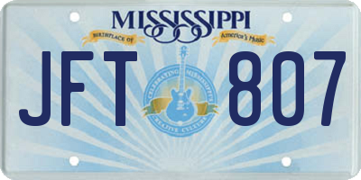 MS license plate JFT807