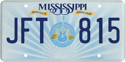 MS license plate JFT815