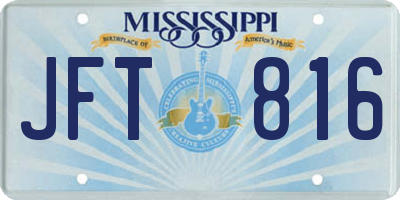 MS license plate JFT816