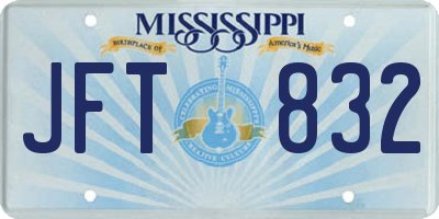 MS license plate JFT832