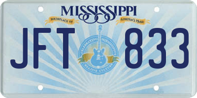 MS license plate JFT833