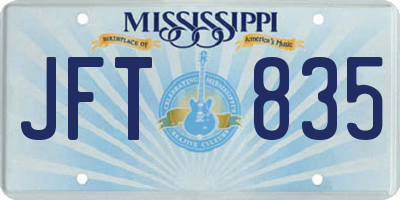 MS license plate JFT835