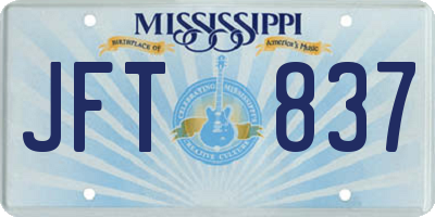 MS license plate JFT837