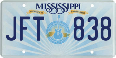 MS license plate JFT838