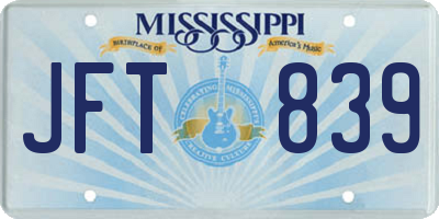 MS license plate JFT839