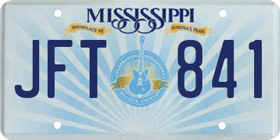 MS license plate JFT841