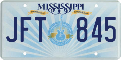 MS license plate JFT845