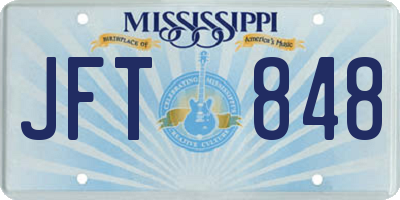 MS license plate JFT848