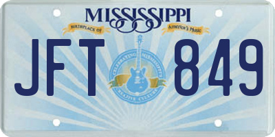 MS license plate JFT849