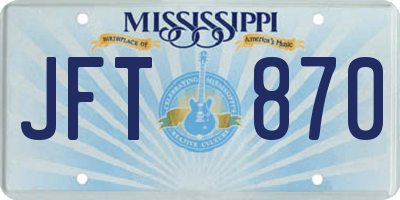 MS license plate JFT870