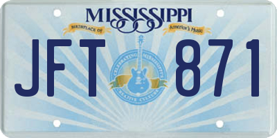 MS license plate JFT871