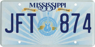 MS license plate JFT874