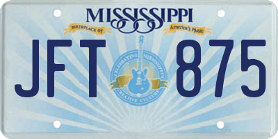 MS license plate JFT875