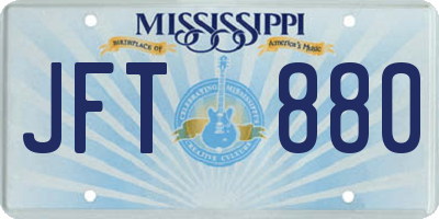 MS license plate JFT880