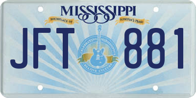 MS license plate JFT881