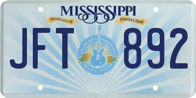 MS license plate JFT892