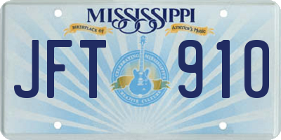 MS license plate JFT910