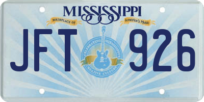 MS license plate JFT926