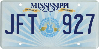 MS license plate JFT927
