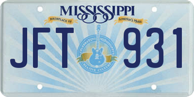 MS license plate JFT931