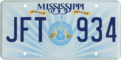 MS license plate JFT934