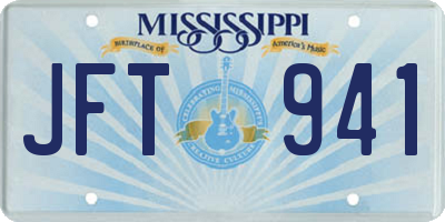 MS license plate JFT941