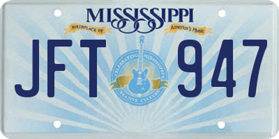 MS license plate JFT947