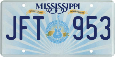 MS license plate JFT953