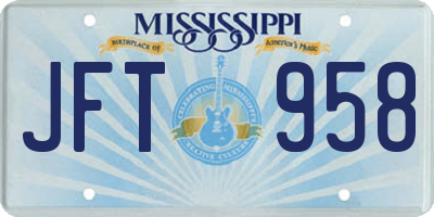 MS license plate JFT958