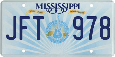 MS license plate JFT978