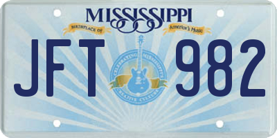 MS license plate JFT982
