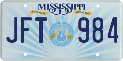 MS license plate JFT984