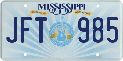 MS license plate JFT985