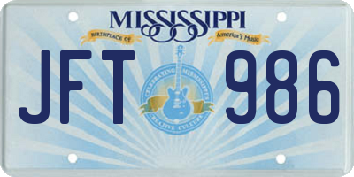 MS license plate JFT986