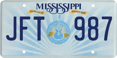 MS license plate JFT987