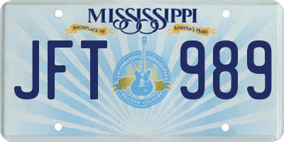MS license plate JFT989