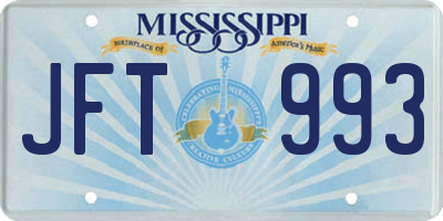 MS license plate JFT993
