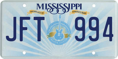 MS license plate JFT994