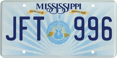 MS license plate JFT996