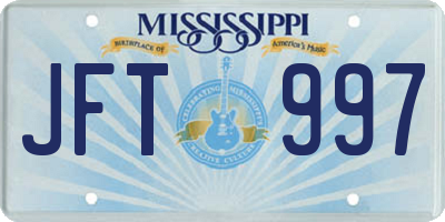 MS license plate JFT997