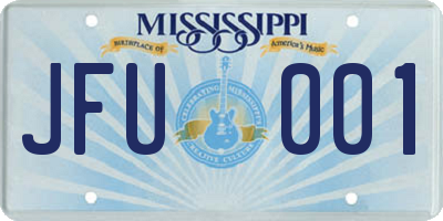 MS license plate JFU001