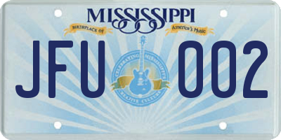 MS license plate JFU002