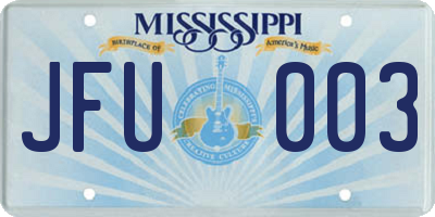 MS license plate JFU003
