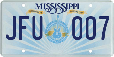 MS license plate JFU007