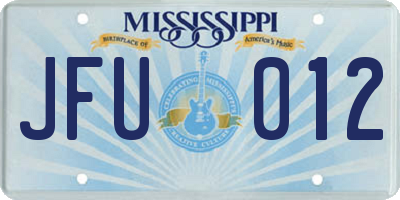 MS license plate JFU012