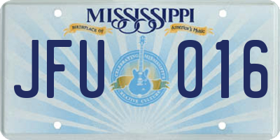 MS license plate JFU016