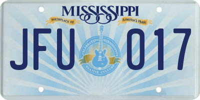 MS license plate JFU017