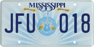 MS license plate JFU018