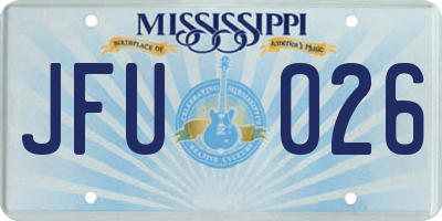 MS license plate JFU026
